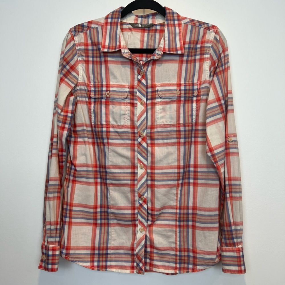 North Face Women’s Button Down Plaid Shirt SZ Medium